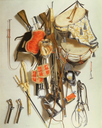 軍事装備のトロンプ・ルイユ（油） 作： Jacobus Biltius